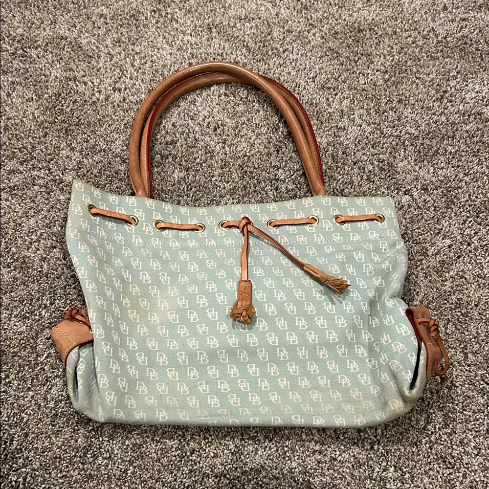 Dooney & Bourke Light Blue and Tan Shoulder Bag